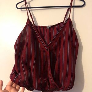 cropped v-neck red dainty shirt